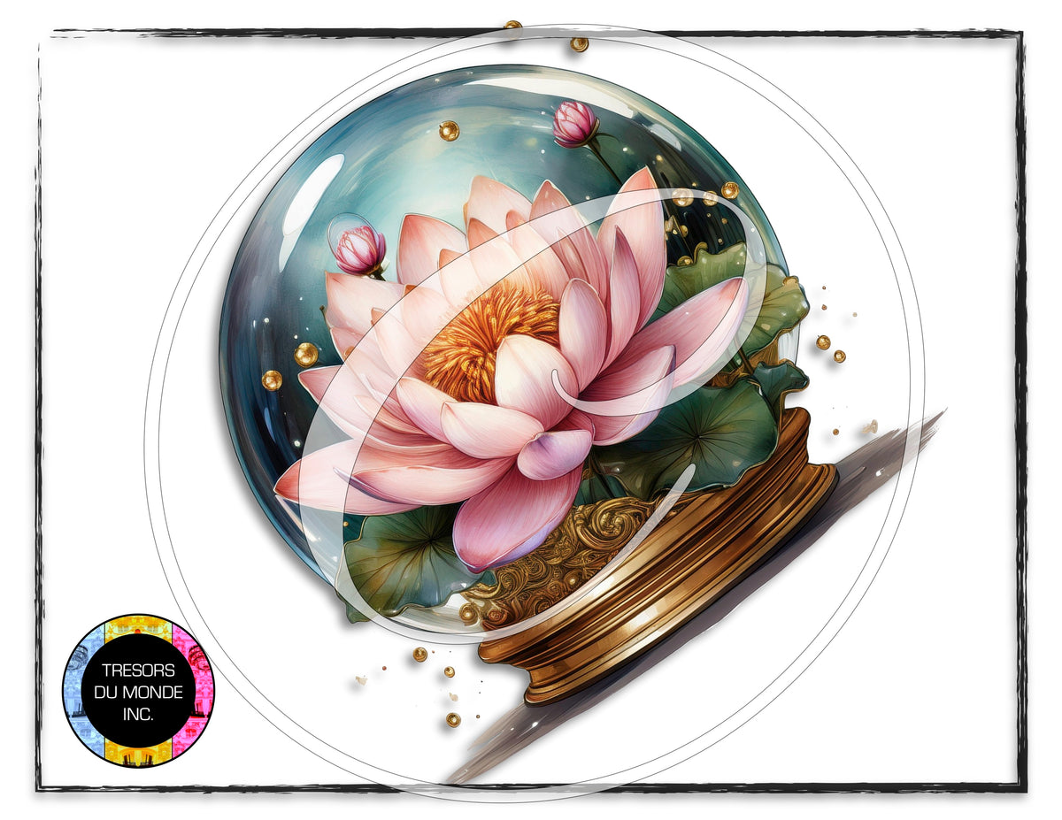 La vie en rose - Boule de verre sur pied - Image numérique solo haute résolution - Usage commercial et perso