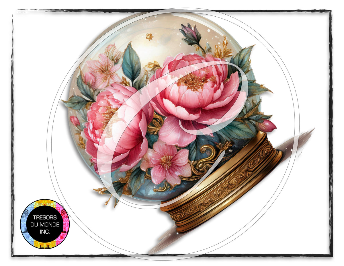 La vie en rose - Boule de verre sur pied - Image numérique solo haute résolution - Usage commercial et perso