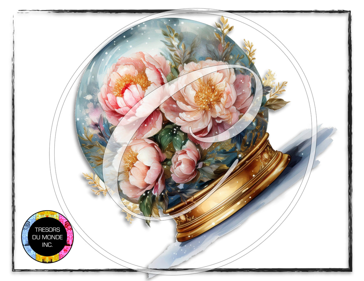 La vie en rose - Boule de verre sur pied - Image numérique solo haute résolution - Usage commercial et perso