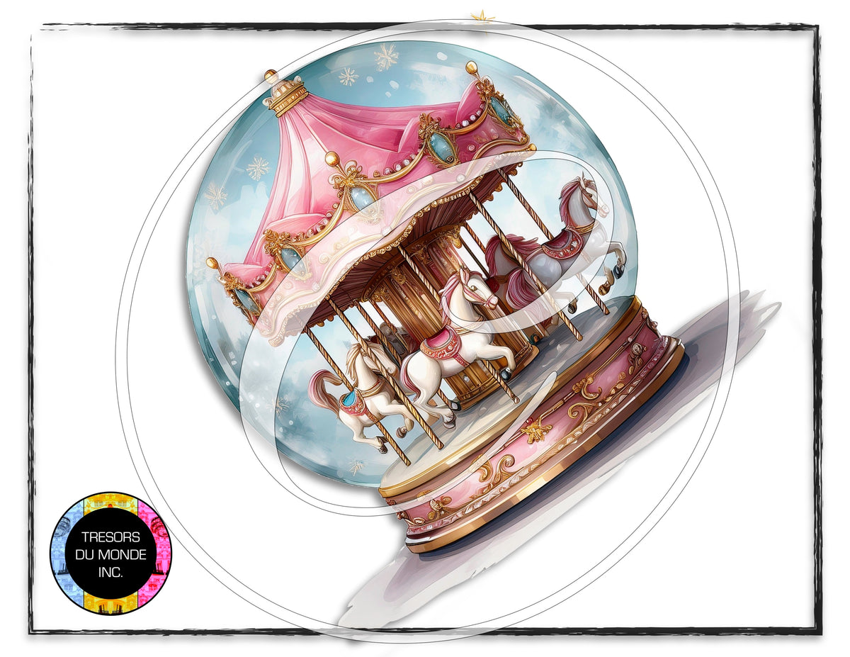La vie en rose - Boule de verre sur pied - Image numérique solo haute résolution - Usage commercial et perso
