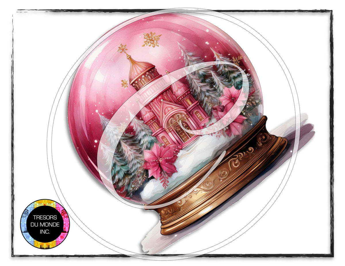 La vie en rose - Boule de verre sur pied - Image numérique solo haute résolution - Usage commercial et perso