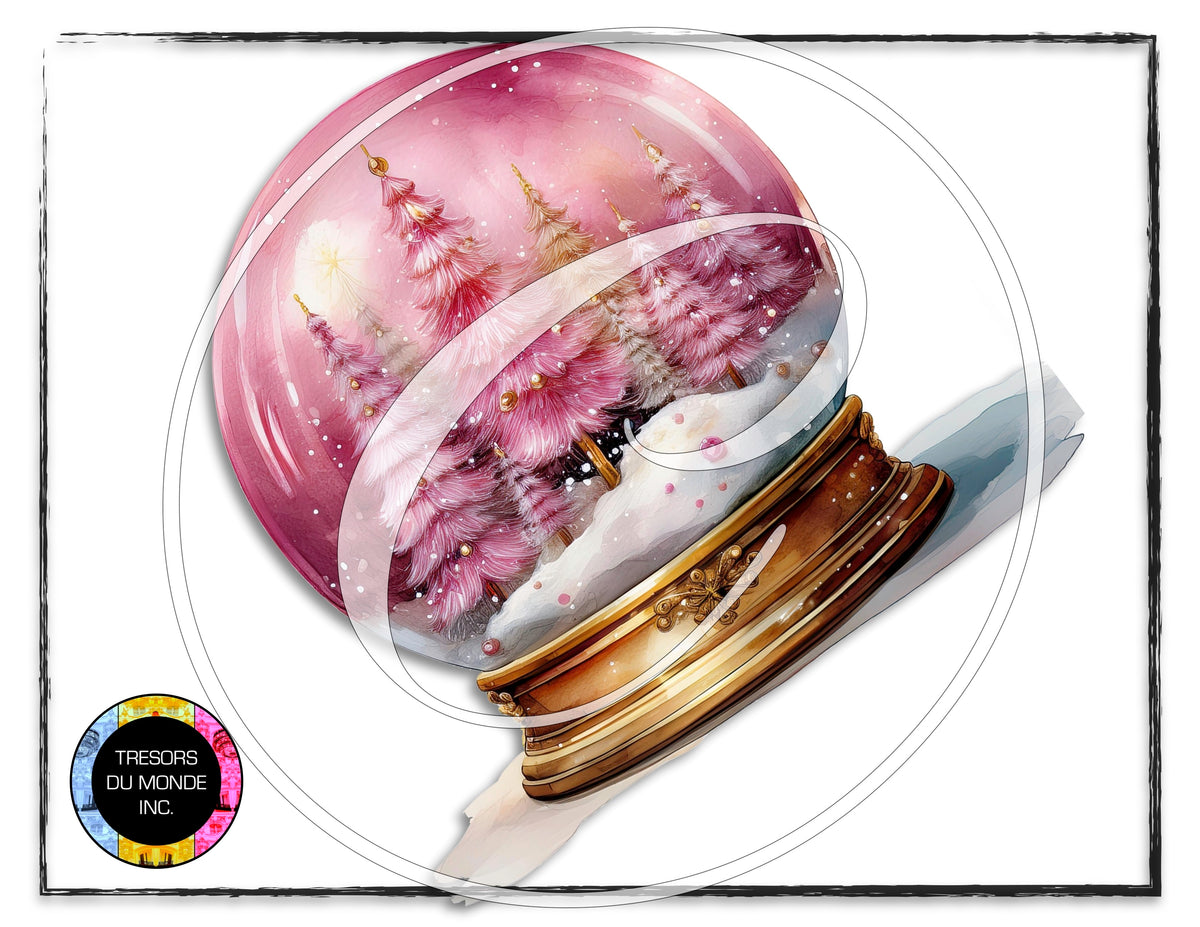 La vie en rose - Boule de verre sur pied - Image numérique solo haute résolution - Usage commercial et perso