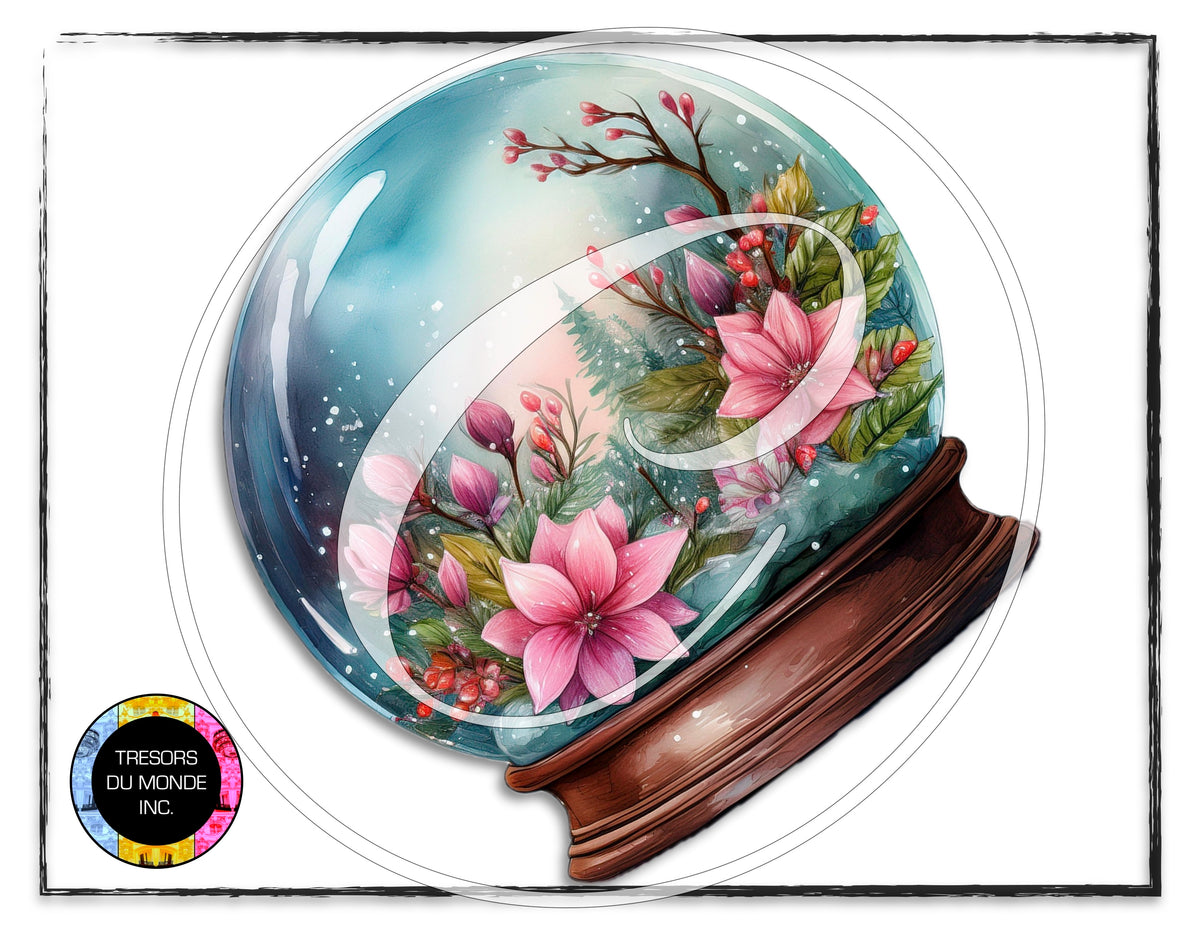 La vie en rose - Boule de verre sur pied - Image numérique solo haute résolution - Usage commercial et perso