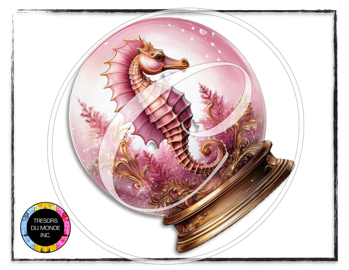 La vie en rose - Boule de verre sur pied - Image numérique solo haute résolution - Usage commercial et perso