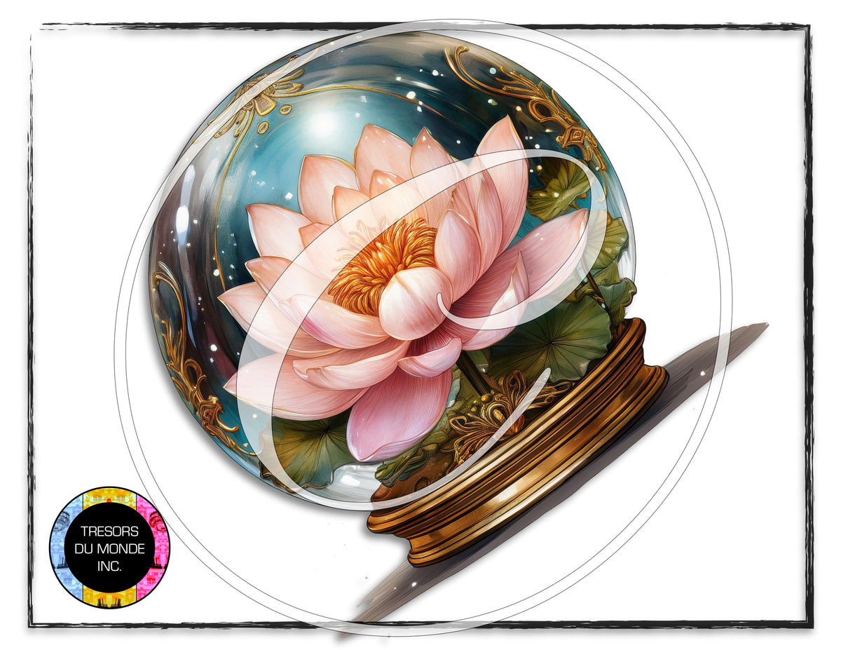 La vie en rose - Boule de verre sur pied - Image numérique solo haute résolution - Usage commercial et perso