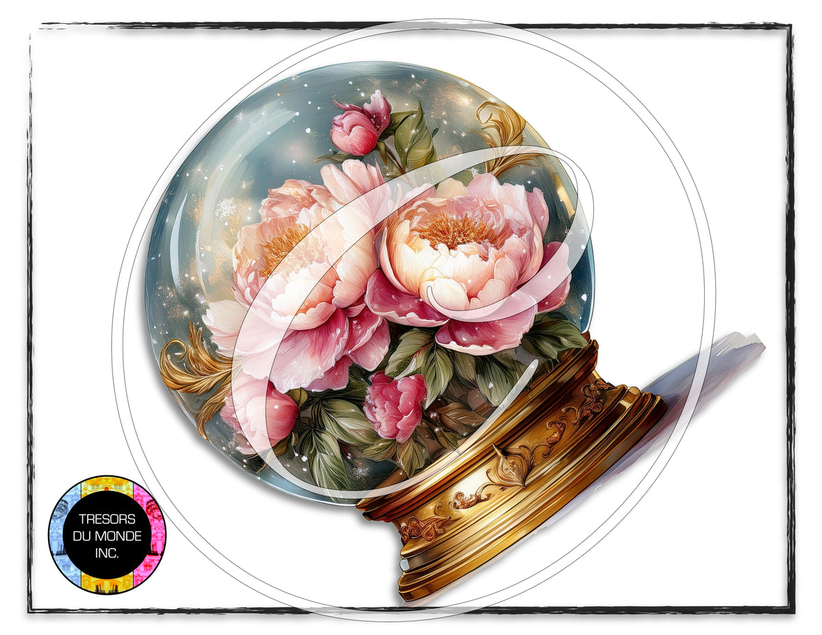 La vie en rose - Boule de verre sur pied - Image numérique solo haute résolution - Usage commercial et perso