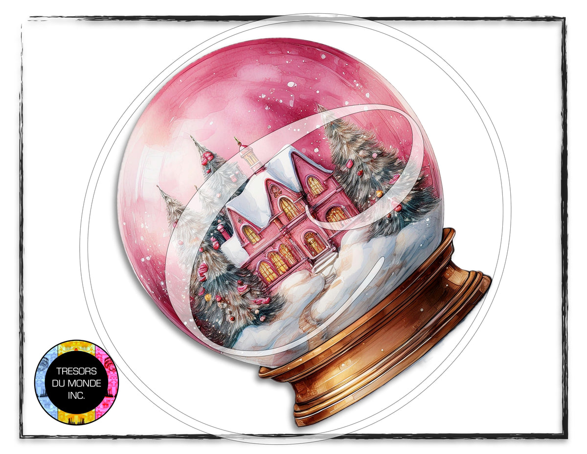 La vie en rose - Boule de verre sur pied - Image numérique solo haute résolution - Usage commercial et perso