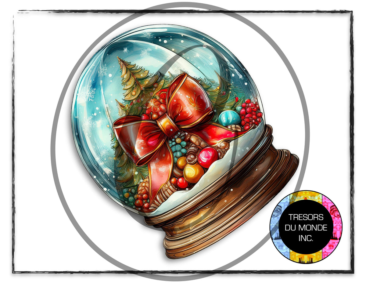 Boule de verre sur pied - Ambiance du temps des fêtes - Image numérique solo haute résolution - Usage commercial et perso