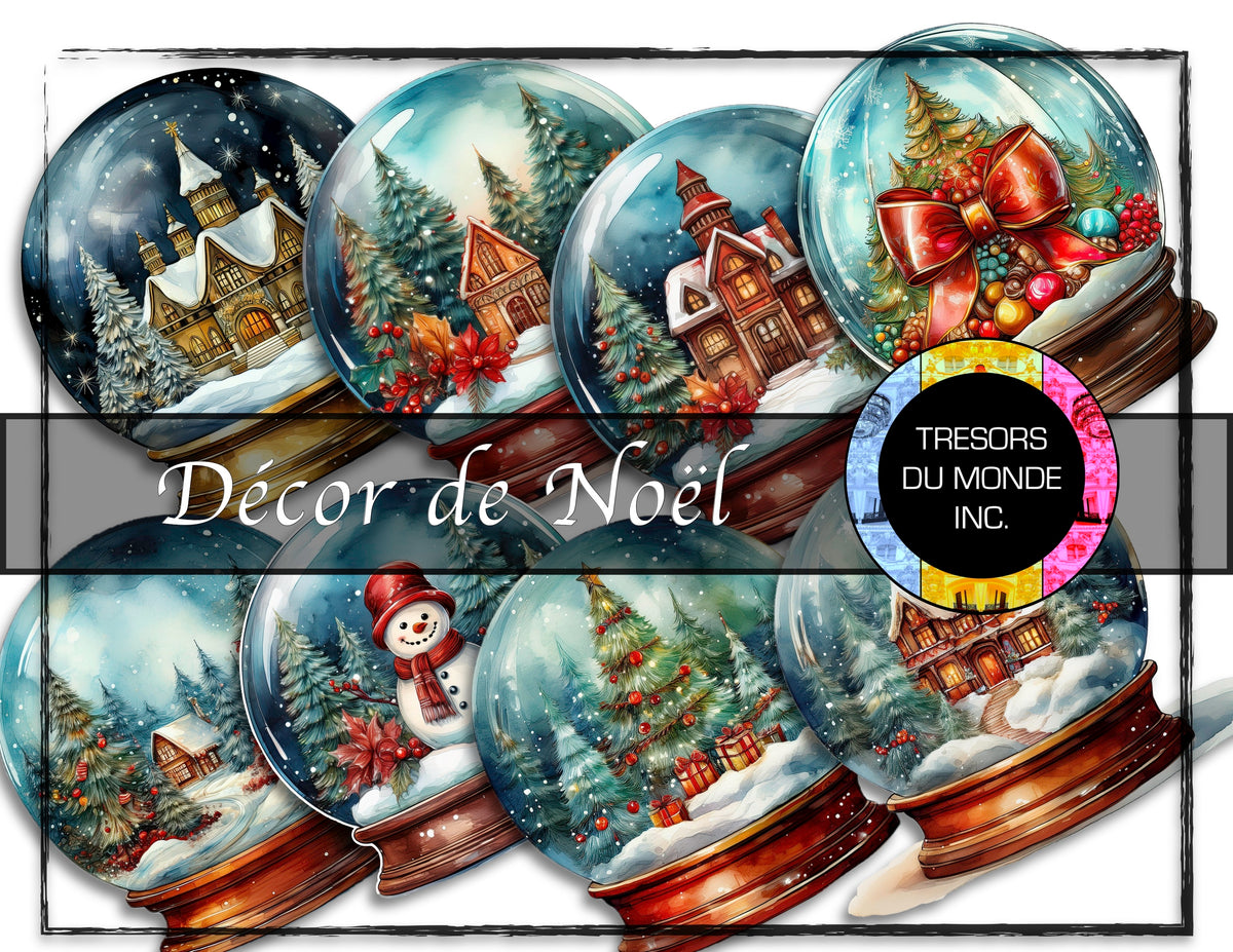 Boule de verre sur pied - Ambiance du temps des fêtes - Image numérique solo haute résolution - Usage commercial et perso