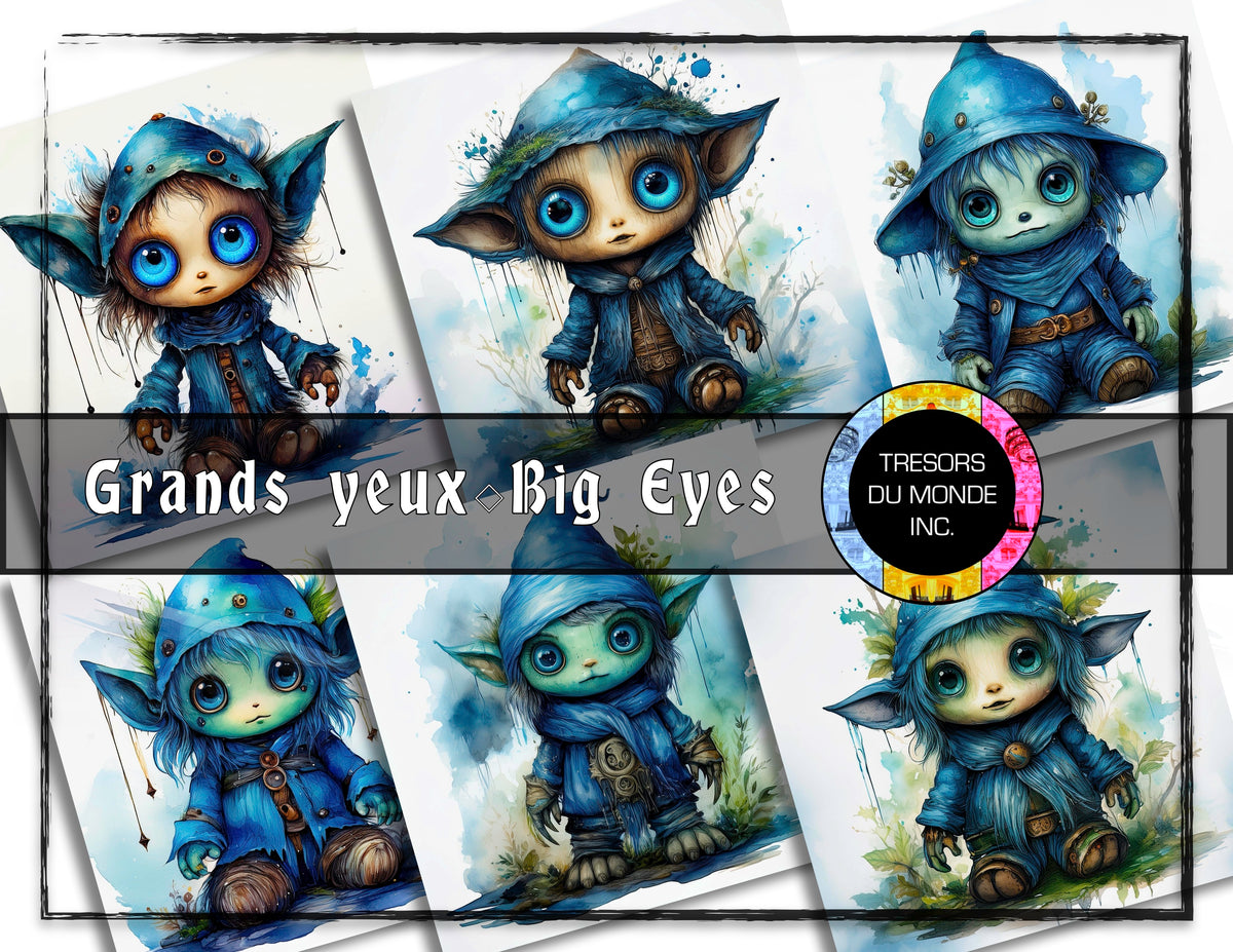 Hobbits aux yeux bleus - Image numérique solo haute résolution - Usage commercial et perso