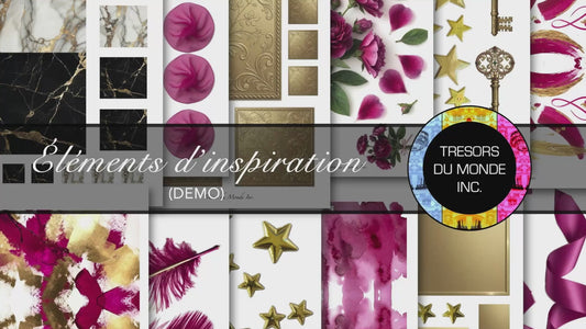 Ensemble d'éléments luxueux pour Planche d'inspiration ou journal - Magenta et Or - Usage perso