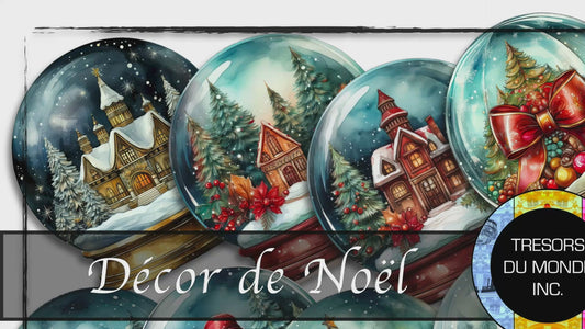 Boule de verre sur pied - Ambiance du temps des fêtes - Image numérique solo haute résolution - Usage commercial et perso
